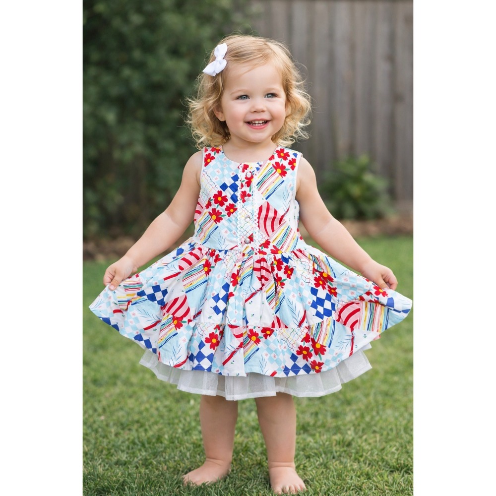 Finding Foxtale Dress Patchwork‎ Floral Cotton Blend Whimsical Size 2